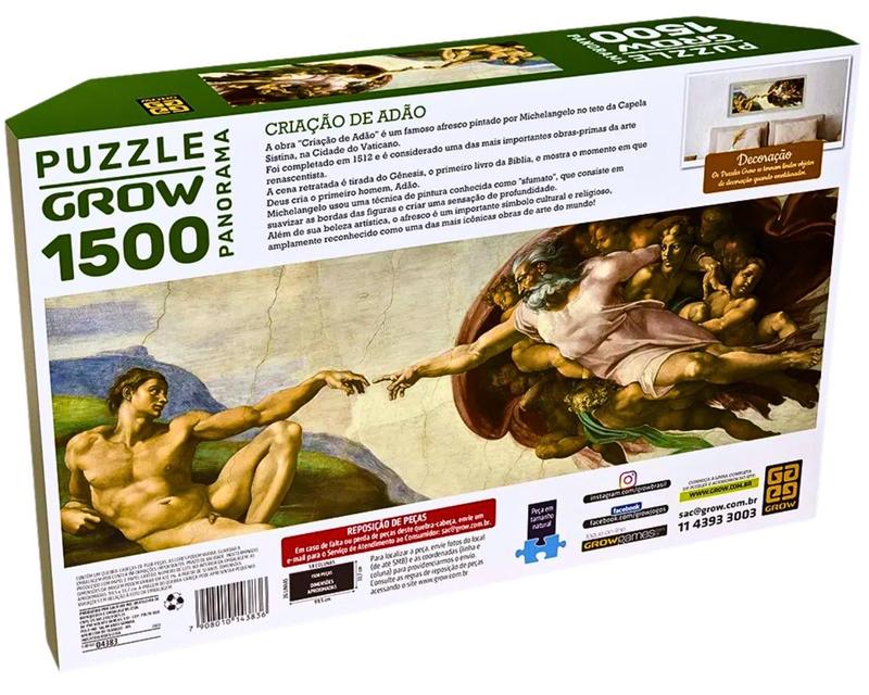 Quebra Cabeça Puzzle 1500 peças Panorama Criação de Adão - GROW